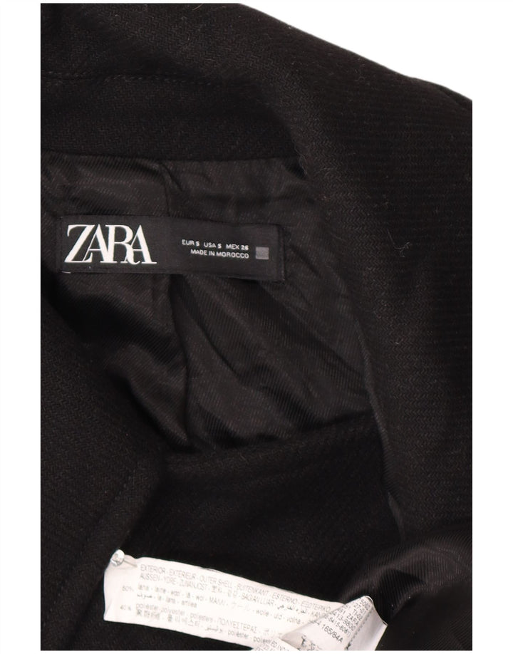 Zara Mujer Abrigo Extragrande UK 10 Small Lana Negra