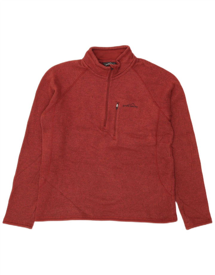 Eddie Bauer Sudadera con Cuello y Cremallera para Hombre Jumper Medium Borgoña Moteado