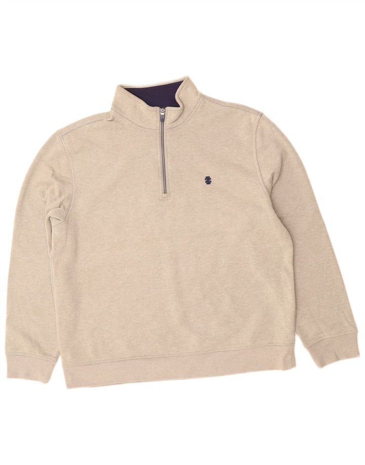 IZOD - Sudadera con cuello y cremallera para hombre, color gris medio, algodón