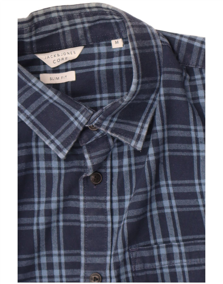Jack & Jones Hombre Camisa De Franela Slim Fit Cuadros Azul Marino Medio