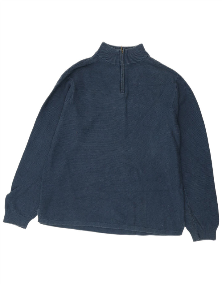 Izod Jersey con cuello y cremallera para hombre, talla grande, algodón azul