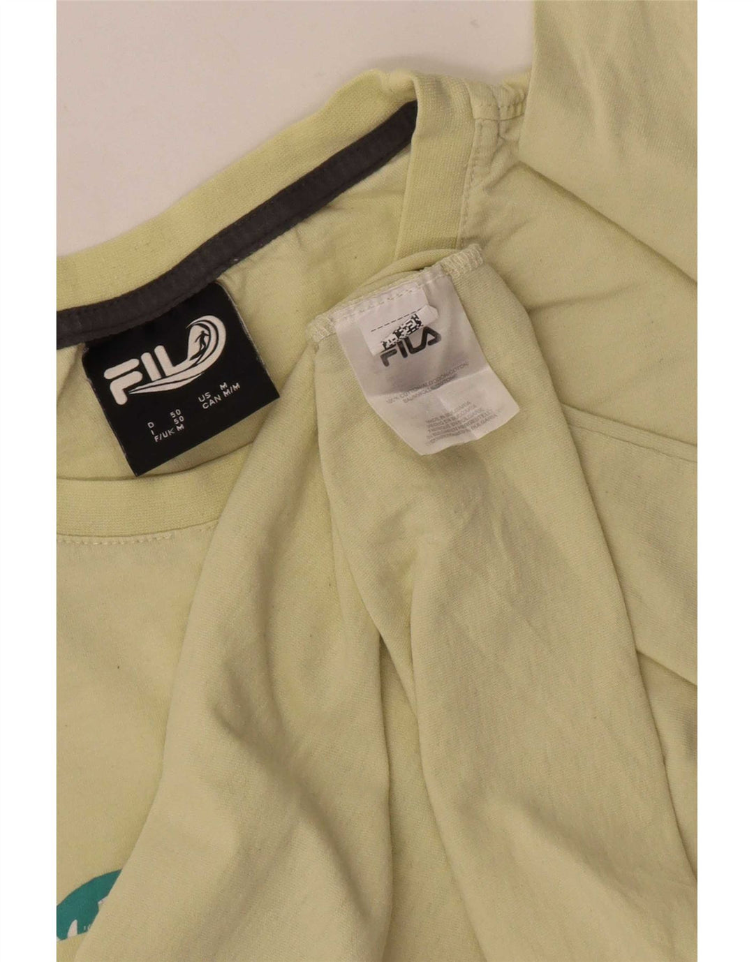 Fila Hombre Camiseta Gráfica Top Algodón Amarillo Medio