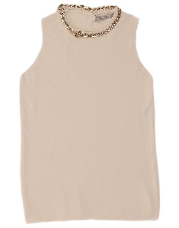 Zara Mujer Chaleco Top UK 12 Medium Blanco