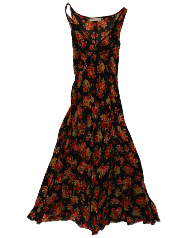 Twin-Set Vestido largo transparente sin mangas para mujer UK 40 Small Black Floral
