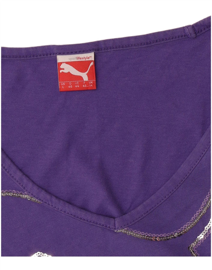 PUMA - Camiseta gráfica para mujer, talla 40, color morado mediano