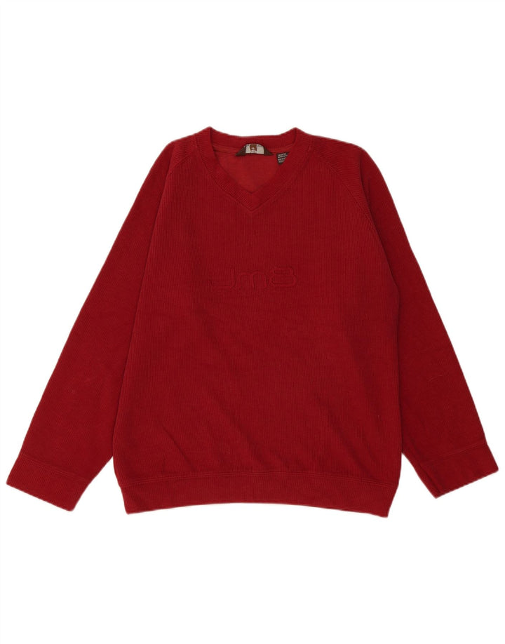Zara Hombre Jersey Gráfico Con Cuello En V Jersey Algodón Rojo Medio