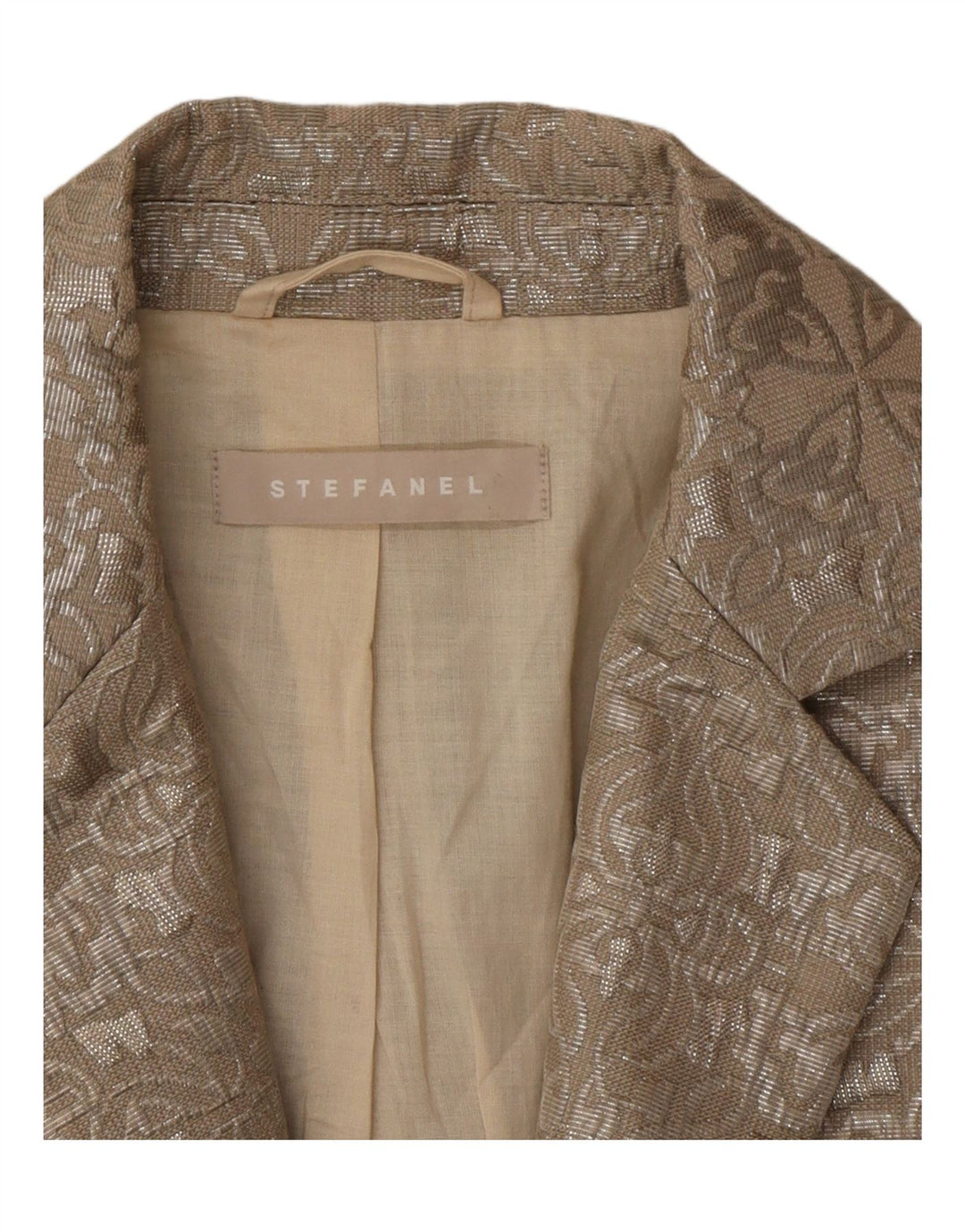 Stefanel Chaqueta Blazer De 1 Botón Para Mujer EU 38 Poliéster Paisley Beige Medio