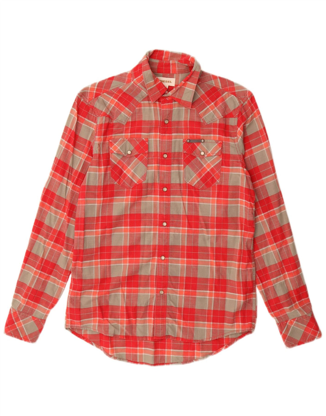 Camisa DIESEL Hombre Small Rojo Cuadros Algodón