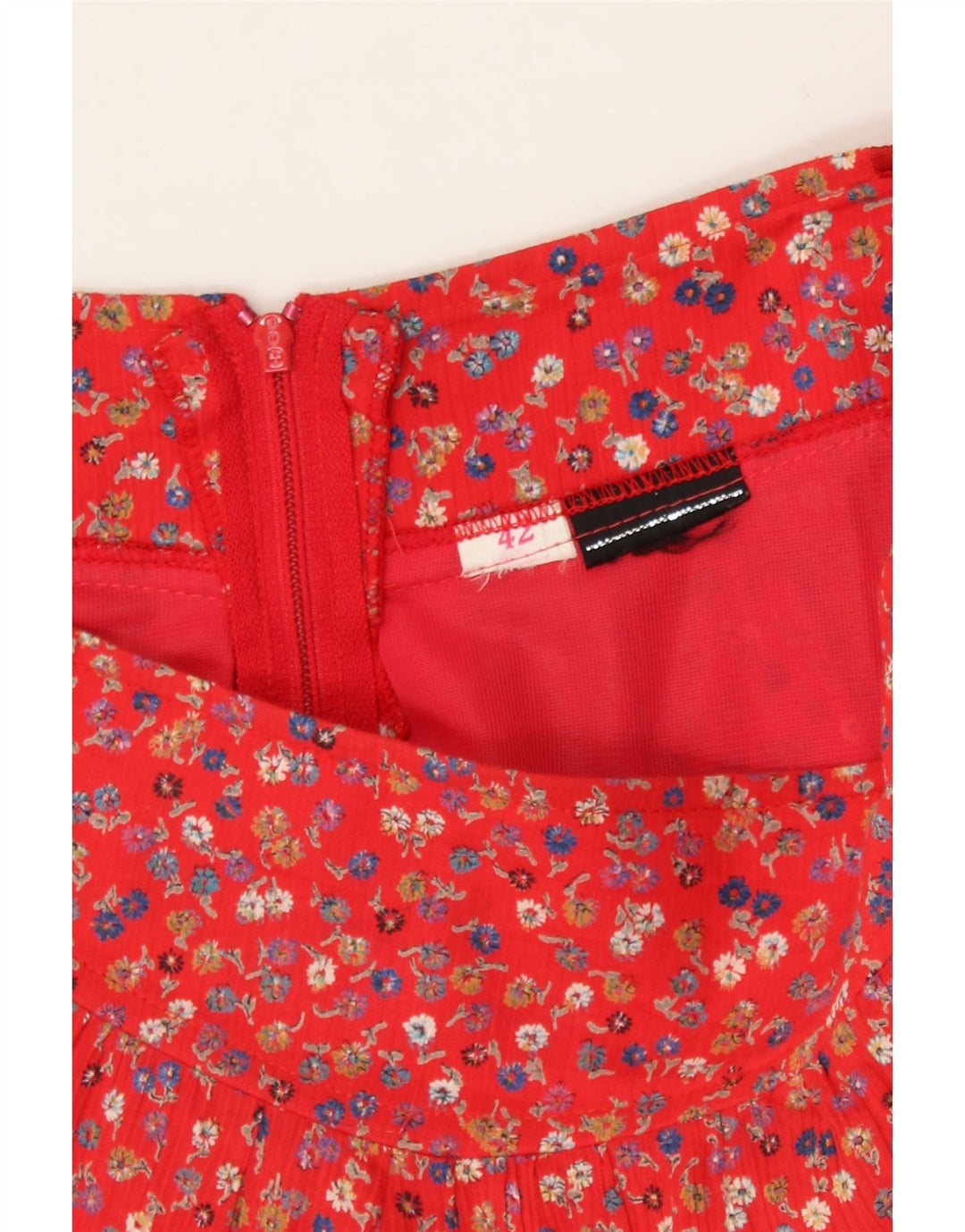 VINTAGE Falda de línea A para mujer IT 42 Mediana W30 Rojo Floral