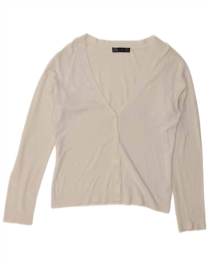 Zara - Cárdigan para mujer, talla 40, talla grande, rayón blanco
