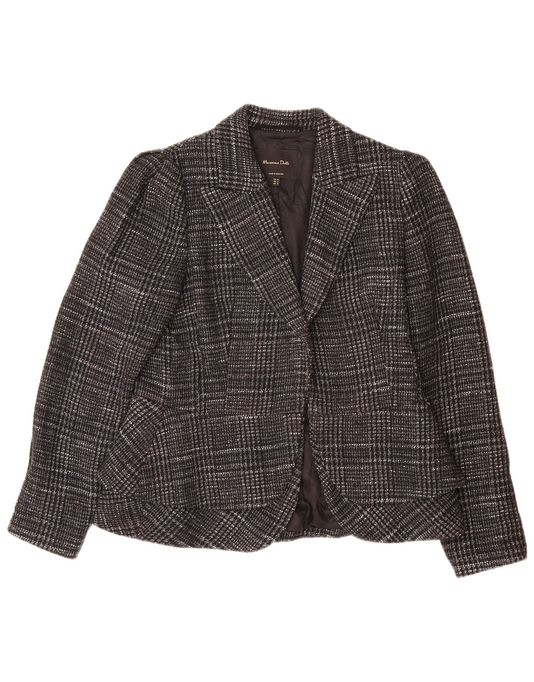 MASSIMO DUTTI Chaqueta Blazer para Mujer EU 42 Algodón a Cuadros Gris Grande