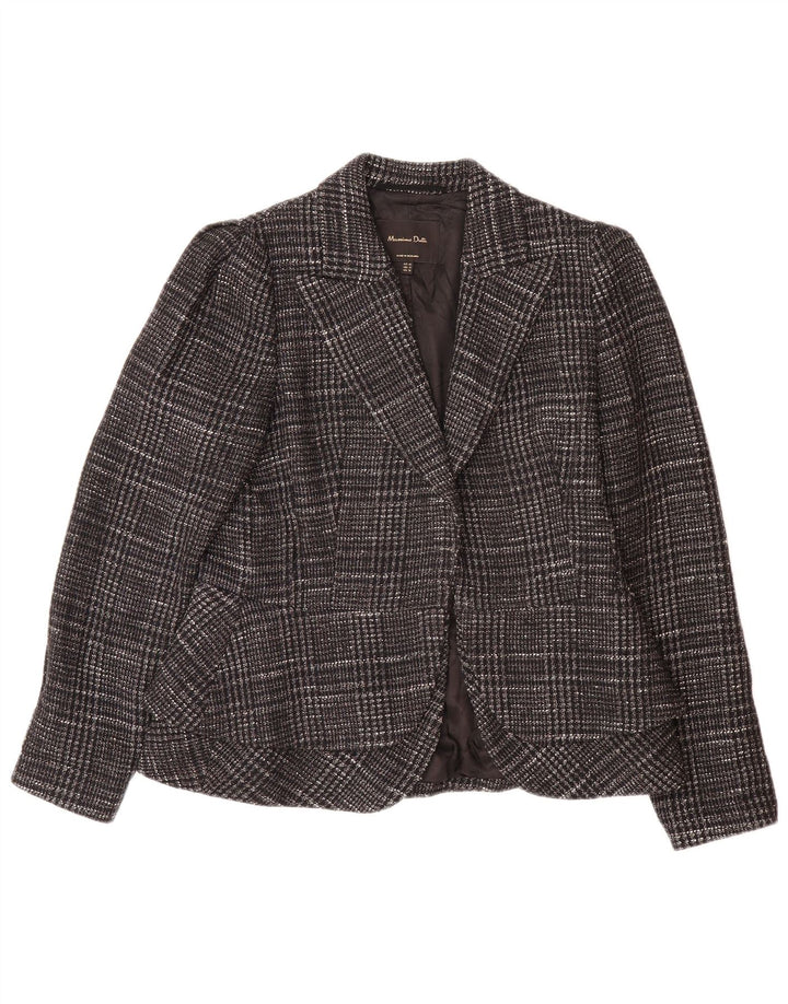 MASSIMO DUTTI Chaqueta Blazer para Mujer EU 42 Algodón a Cuadros Gris Grande