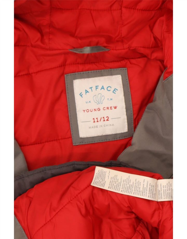 Fat Face Chaqueta acolchada con capucha para niño 11-12 años Gris Poliéster color block