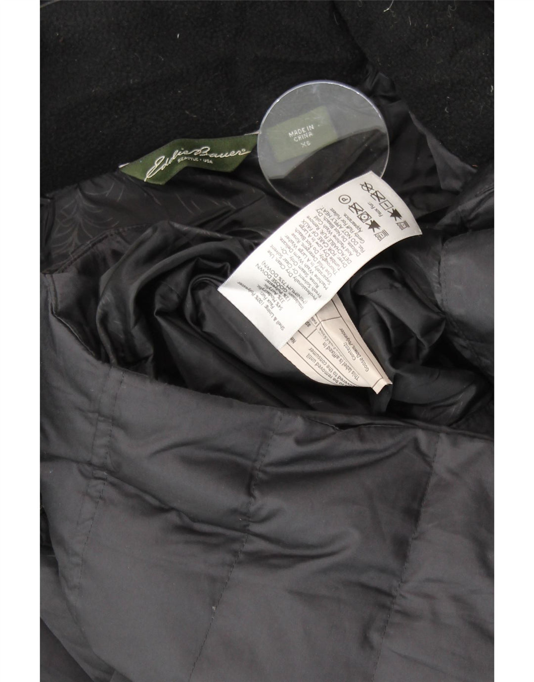 EDDIE BAUER Abrigo acolchado con capucha de gran tamaño para mujer UK 6 XS Poliéster negro