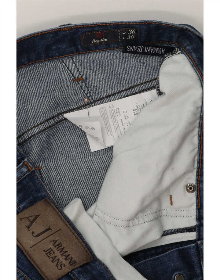 Armani Hombre Vaqueros Rectos Regulares W36 L30 Algodón Azul
