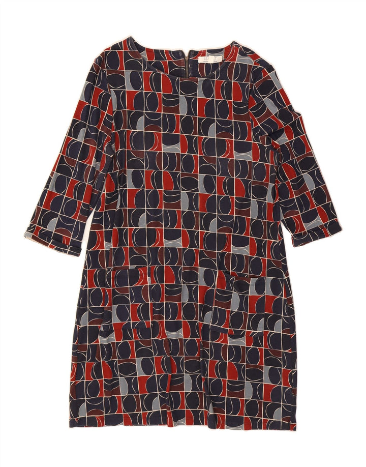 SEASALT Womens 3/4 Sleeve Sheath Dress UK 16 Large Navy Blue Geometric Vintage Seasalt and Second-Hand Seasalt from Messina Hembry 