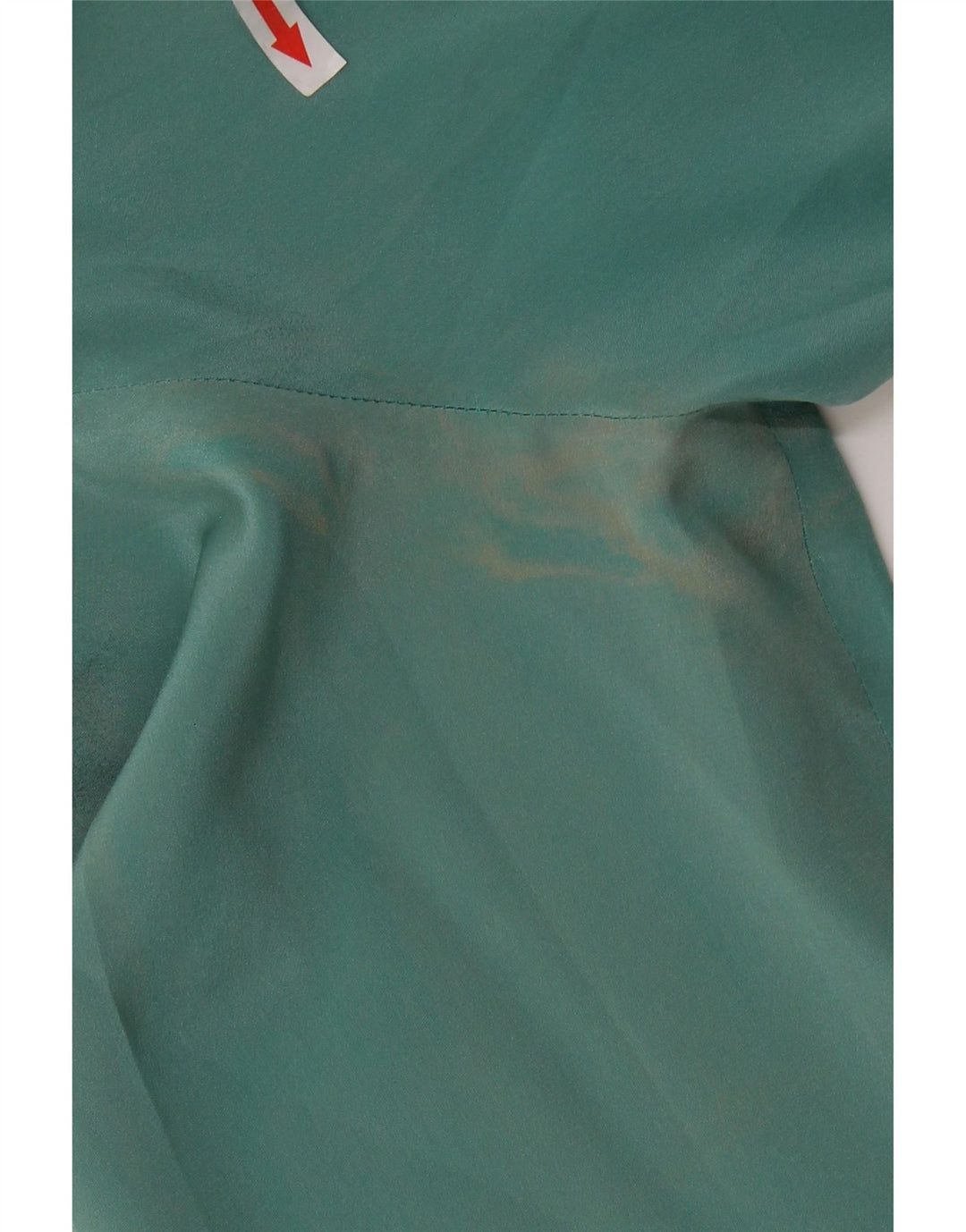 VINTAGE Blusa de manga larga con lazo frontal para mujer Top UK 16 Seda verde grande