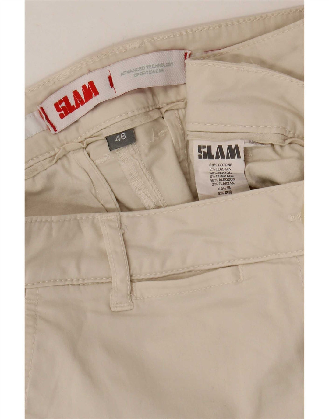 Slam Pantalones cortos chinos para mujer IT 46 Large W32 Algodón beige
