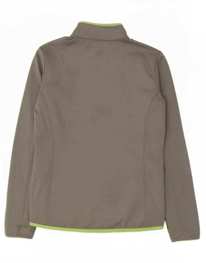 Champion Mujer Zip Neck Jersey Chándal Top UK 12 Poliéster gris medio