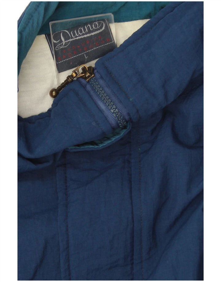 Vintage hombres bomber chaqueta Reino Unido 40 grande azul marino colorblock nylon