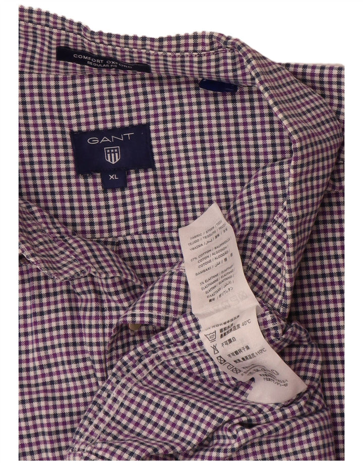 Gant Camisa Regular Fit XL De Algodón A Cuadros Morado Hombre