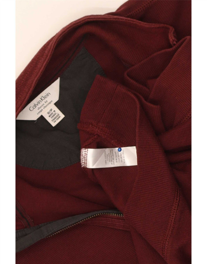 Calvin Klein Sudadera con Cuello y Cremallera para Hombre Jersey pequeño de algodón Granate