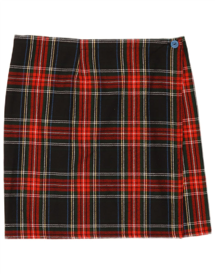 Falda cruzada vintage para mujer W32 cheque verde grande