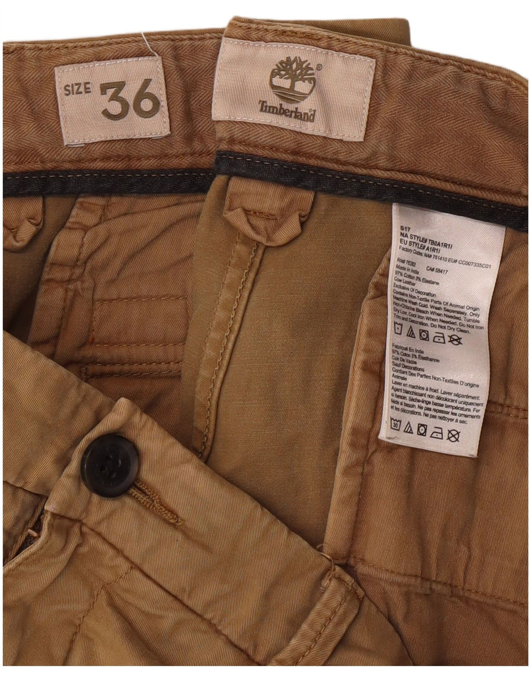 TIMBERLAND Pantalones cortos chinos para hombre W36 Algodón beige grande