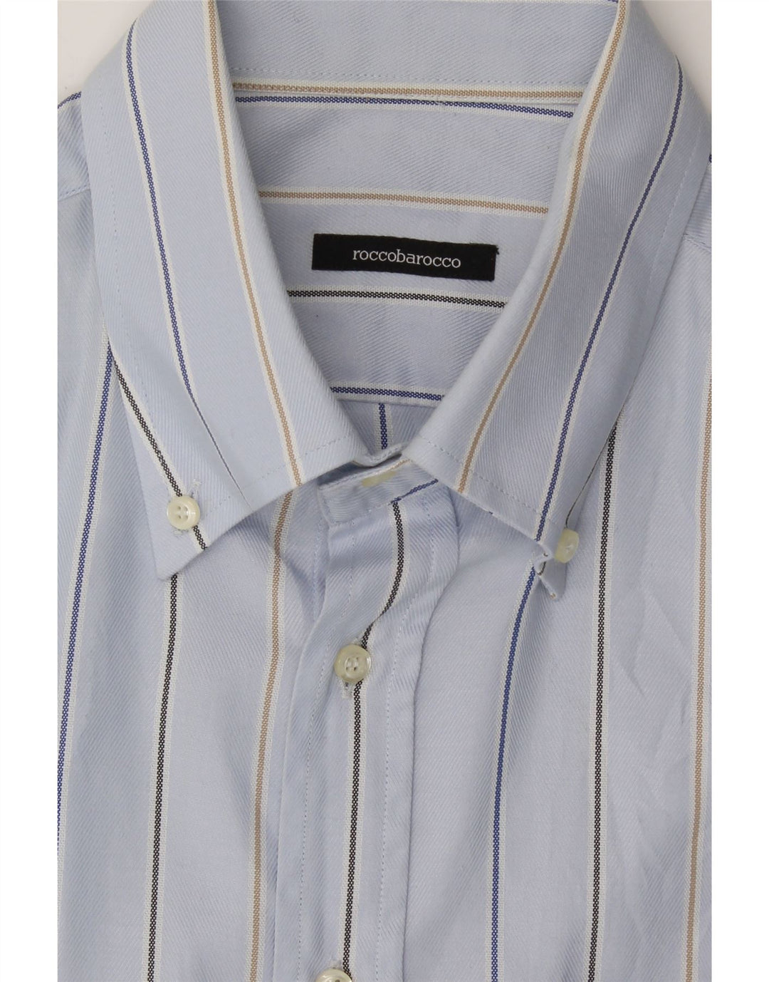 ROCCOBAROCCO Mens Shirt Size 17 44 XL Blue Striped Cotton Vintage Roccobarocco and Second-Hand Roccobarocco from Messina Hembry 