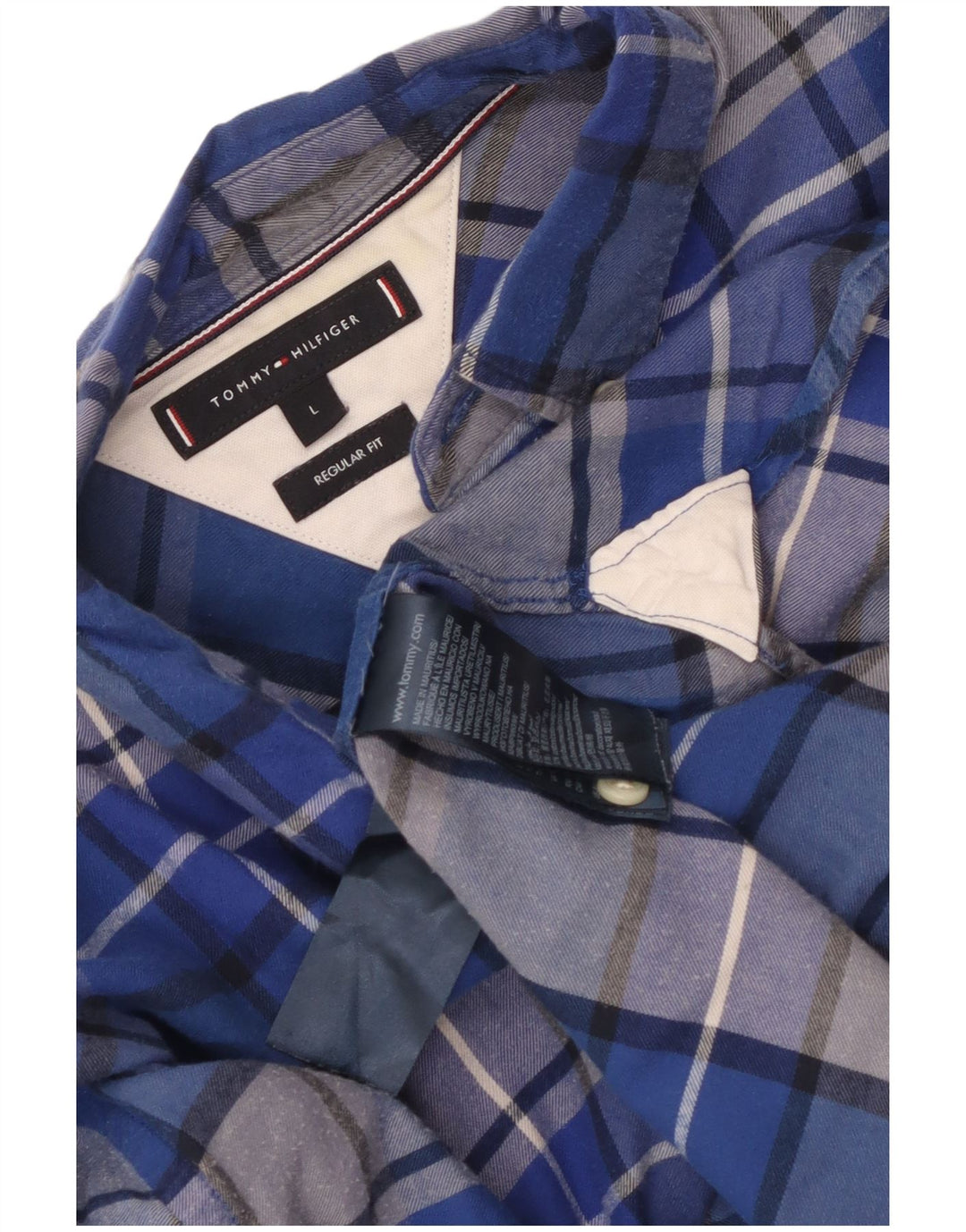 Camisa Tommy Hilfiger de corte regular para hombre de algodón a cuadros azules grandes