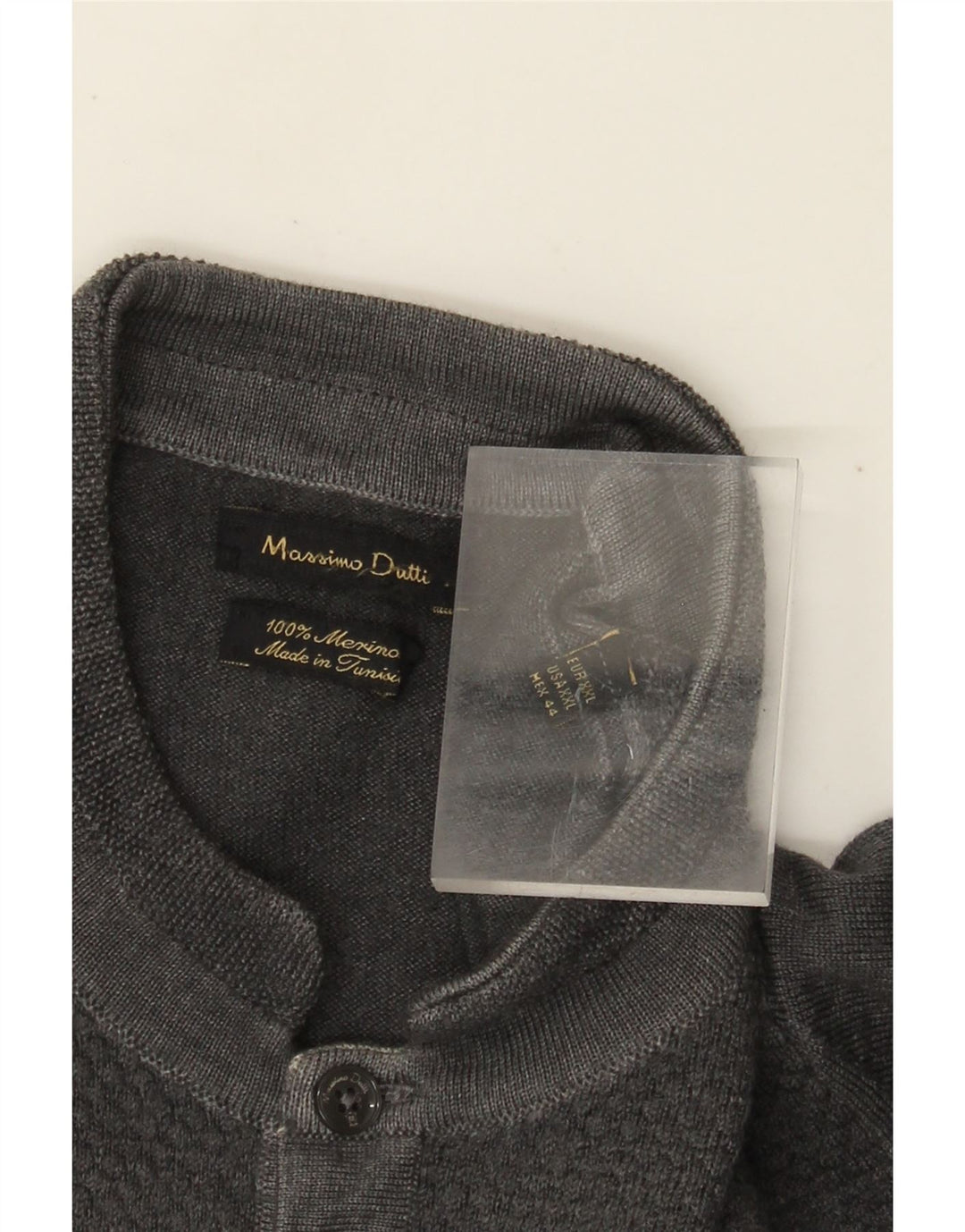 MASSIMO DUTTI Jersey De Cuello Con Botones Para Hombre 2XL Gris Lana Merino