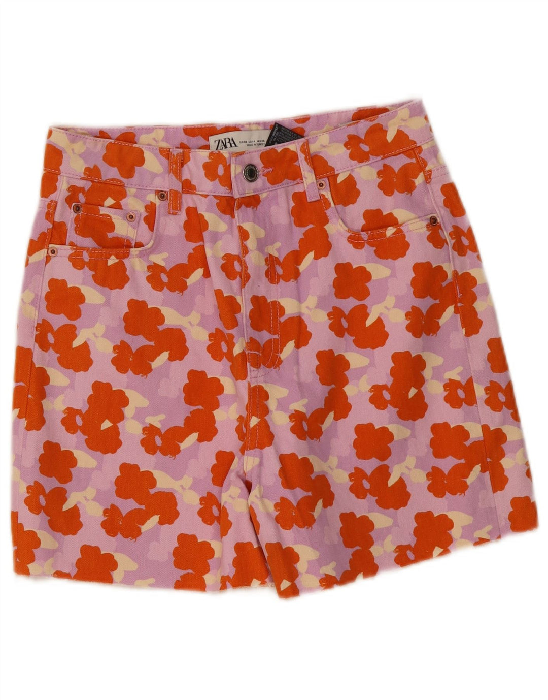 ZARA Pantalones cortos vaqueros de cintura alta para mujer EU 36 Small W26 Multicolor Floral