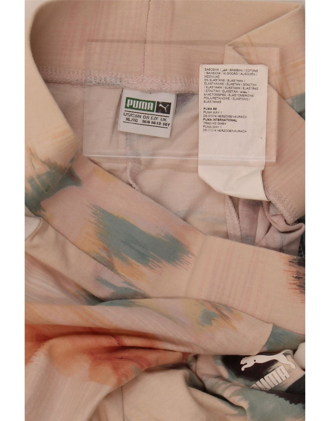 PUMA Girls Abstract Pattern Leggings 13-14 Years  Pink Cotton Vintage Puma and Second-Hand Puma from Messina Hembry 