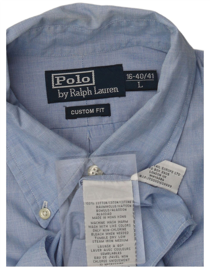 POLO RALPH LAUREN Camisa personalizada para hombre Talla 16 40/41 Algodón azul grande