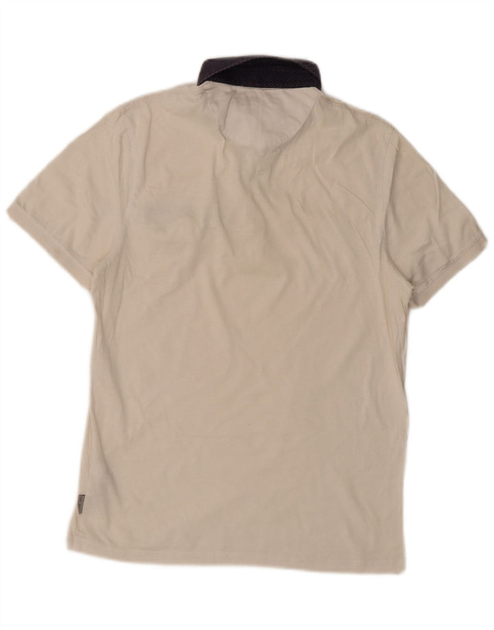 Ted Baker Polo para hombre talla 3 mediano algodón blanco