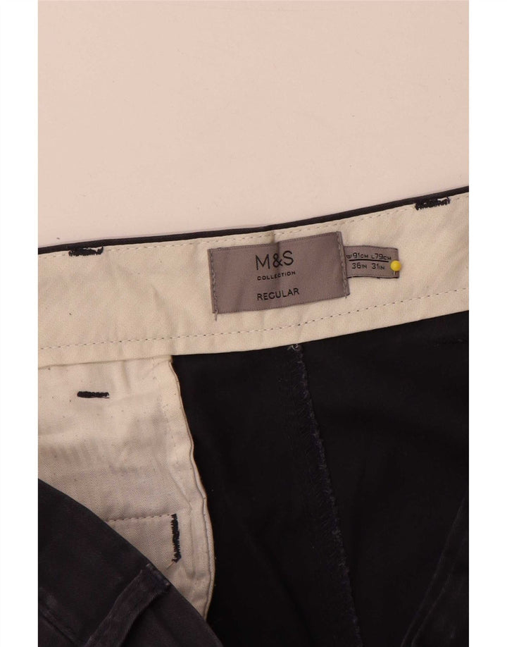 Marks & Spencer Pantalones chinos regulares para hombre W36 L31 Algodón azul marino