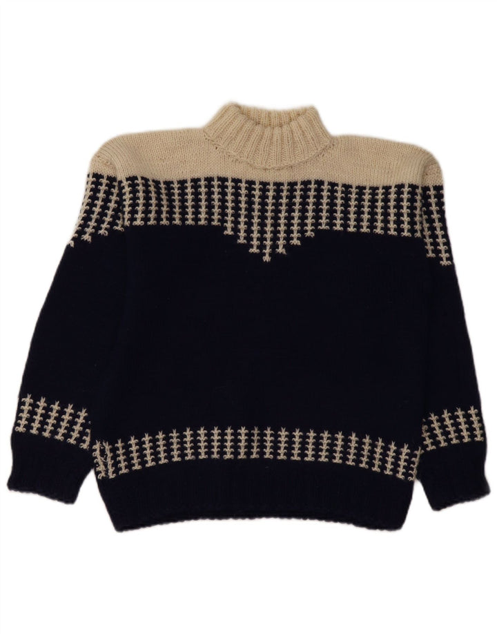 VINTAGE Mujer Cuello Tortuga Jersey Suéter Reino Unido 14 Azul Marino Medio