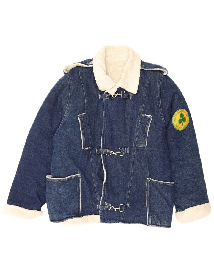 VINTAGE Hombres Dover Sherpa Denim Chaqueta Reino Unido 40 Azul Grande