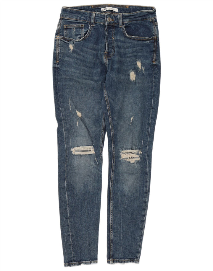 Zara Jeans ajustados desgastados para hombre EU 40 Medium W31 L30 Azul