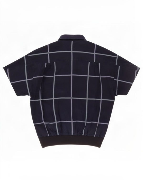 Vintage hombres manga corta pullover camisa tamaño 38 medio azul marino cheque