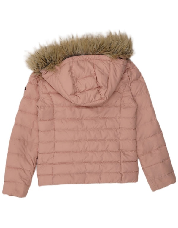 Tommy Hilfiger Chaqueta acolchada con capucha para mujer UK 10 Small Pink Poliéster