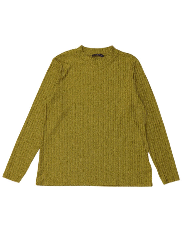 Marks & Spencer Top para mujer de manga larga UK 46 Poliéster moteado verde grande
