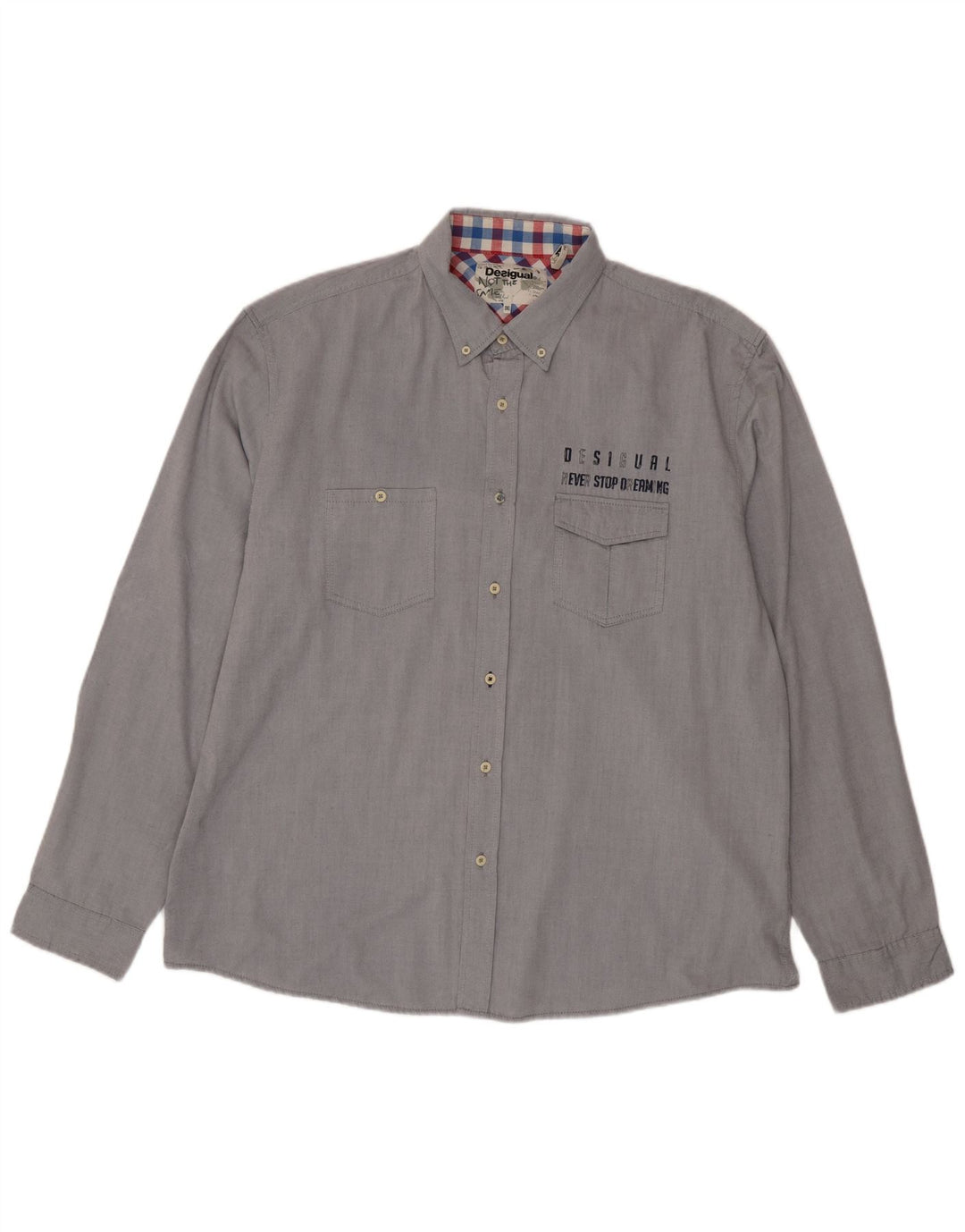 Desigual Hombre Camisa Gráfica 3XL Poliéster Gris