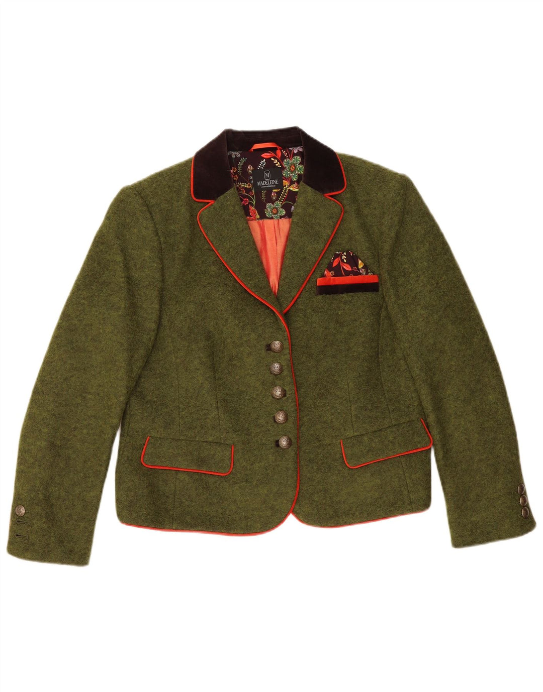 Madeleine Chaqueta tipo blazer de 5 botones para mujer UK 44 Verde medio Colorblock