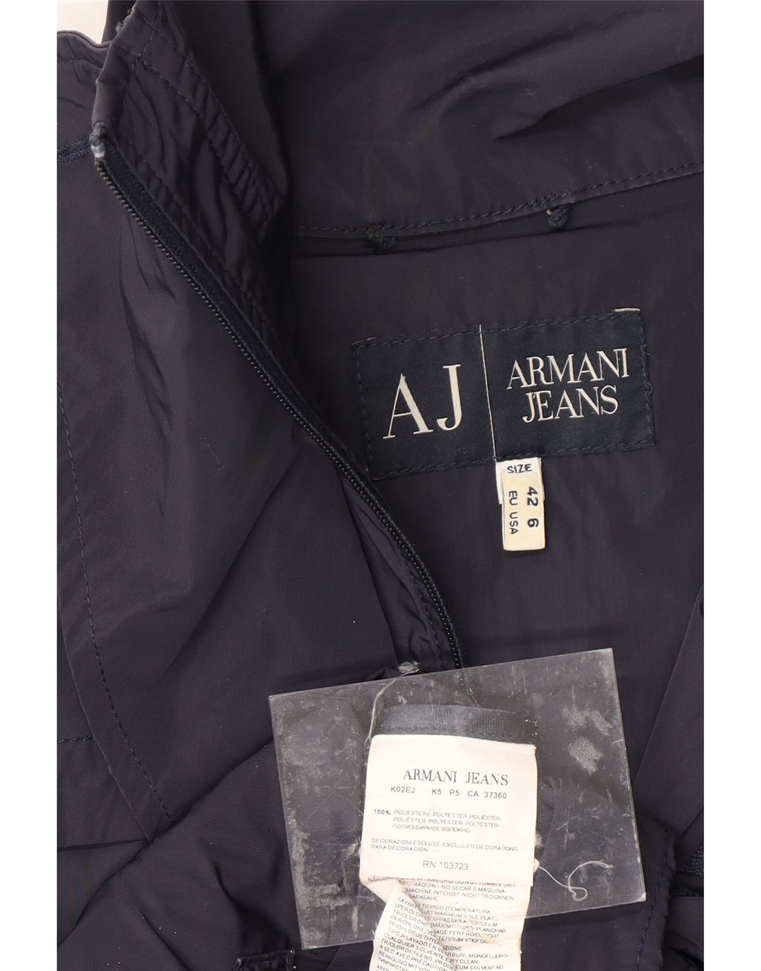 ARMANI JEANS Gabardina para mujer US 6 Medio Azul Marino Poliéster