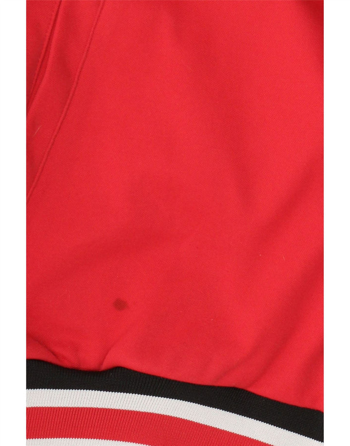 Asics Sudadera con capucha y cremallera para hombre, suéter deportivo de rayas rojas medianas