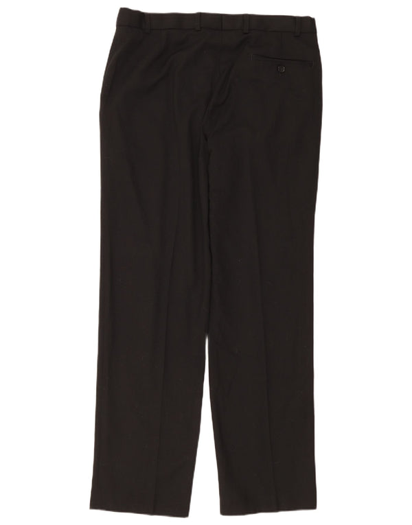Marks & Spencer Pantalón de traje recto para hombre W34 L33 Poliéster negro