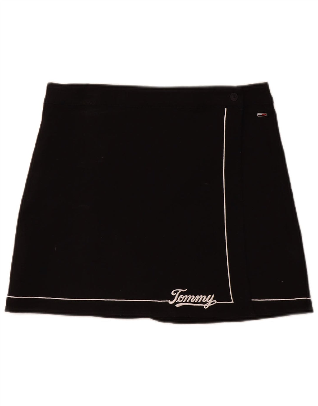 TOMMY HILFIGER Minifalda cruzada para mujer Mediana W28 Algodón negro