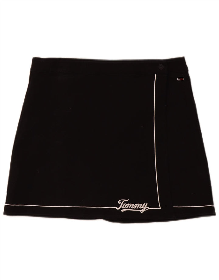 TOMMY HILFIGER Minifalda cruzada para mujer Mediana W28 Algodón negro