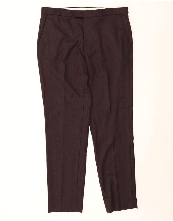 Marks & Spencer Pantalones de traje a medida para hombre W36 L33 Lana burdeos